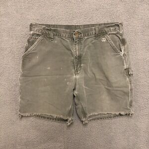 CARHARTT B25 MOS  Men's 38  Green Duck Canvas Carpenter Vintage Work Shorts